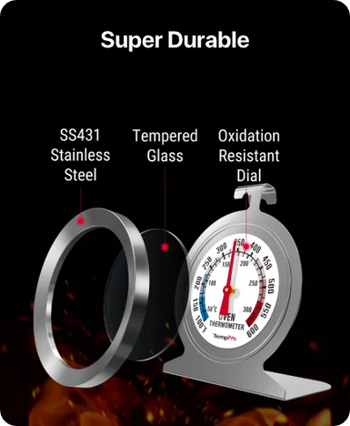 Thermomètre de Four TempPro AOT200 — 100 à 600 °F, Sans Pile, Cadran Antirouille