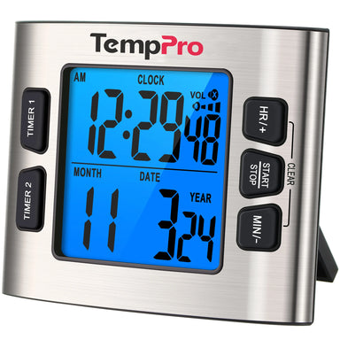 Temporizador digital de cocina TempPro TM02 — Doble cuenta regresiva, LCD de 2.6