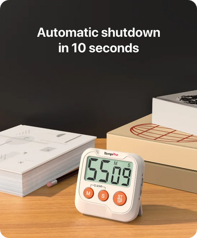 TempPro TM03 Digital Kitchen Timer — Memory Recall, 2-Level Alarm