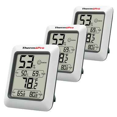 TempPro TP50 3-Pack Digital Indoor Hygrometer/Thermometer