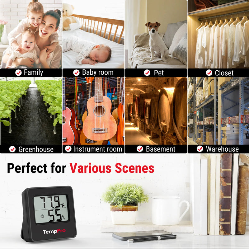 TempPro TP157 Indoor Thermometer & Hygrometer — ±2.0°F/±2% RH, 10s Refresh