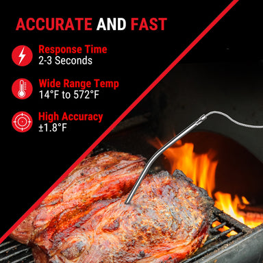 Termómetro de carne TempPro TempTrack CORE TP716 Leave-In — Sonda apta para horno, pantalla grande
