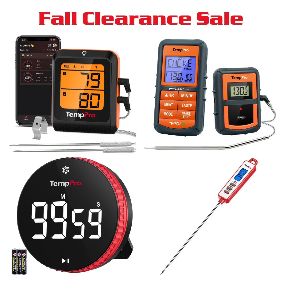 Starter Kit: Bluetooth, App-Free 300' Wireless, Instant-Read & Timer