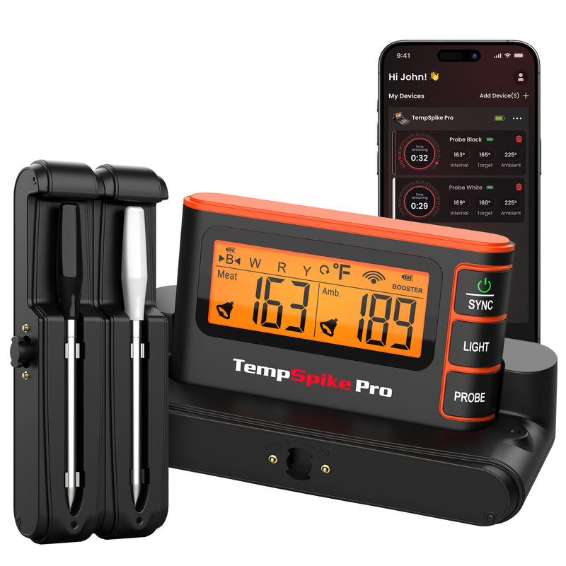 TP980 Orange TempSpike Pro Truly Wireless Meat Thermometer with Wi-Fi & Bluetooth, 2 Probes, Unlimited Range