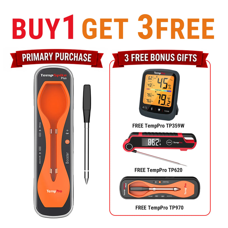 Achetez-en 1, obtenez-en 1 GRATUIT : Thermomètre à viande Bluetooth sans fil TP970 TempSpike Plus – Portée de 183 m (600 pi) – Marketing