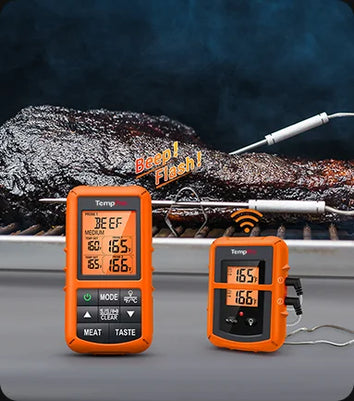 Termómetro de carne inalámbrico TempPro TempSync CORE TP20B — Sonda doble, transmisor y receptor (no requiere aplicación)