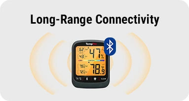 Termómetro higrómetro Bluetooth para interiores TempPro TP359W - 80 m, sensor suizo, negro · Edición para tienda