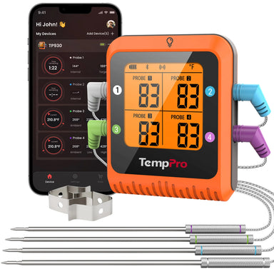 Termómetro de carne inalámbrico TempPro TempSync PRO TP930 — Bluetooth inteligente, alertas de aplicación