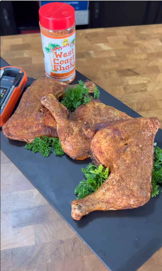 Cuartos de pollo ahumados crujientes 