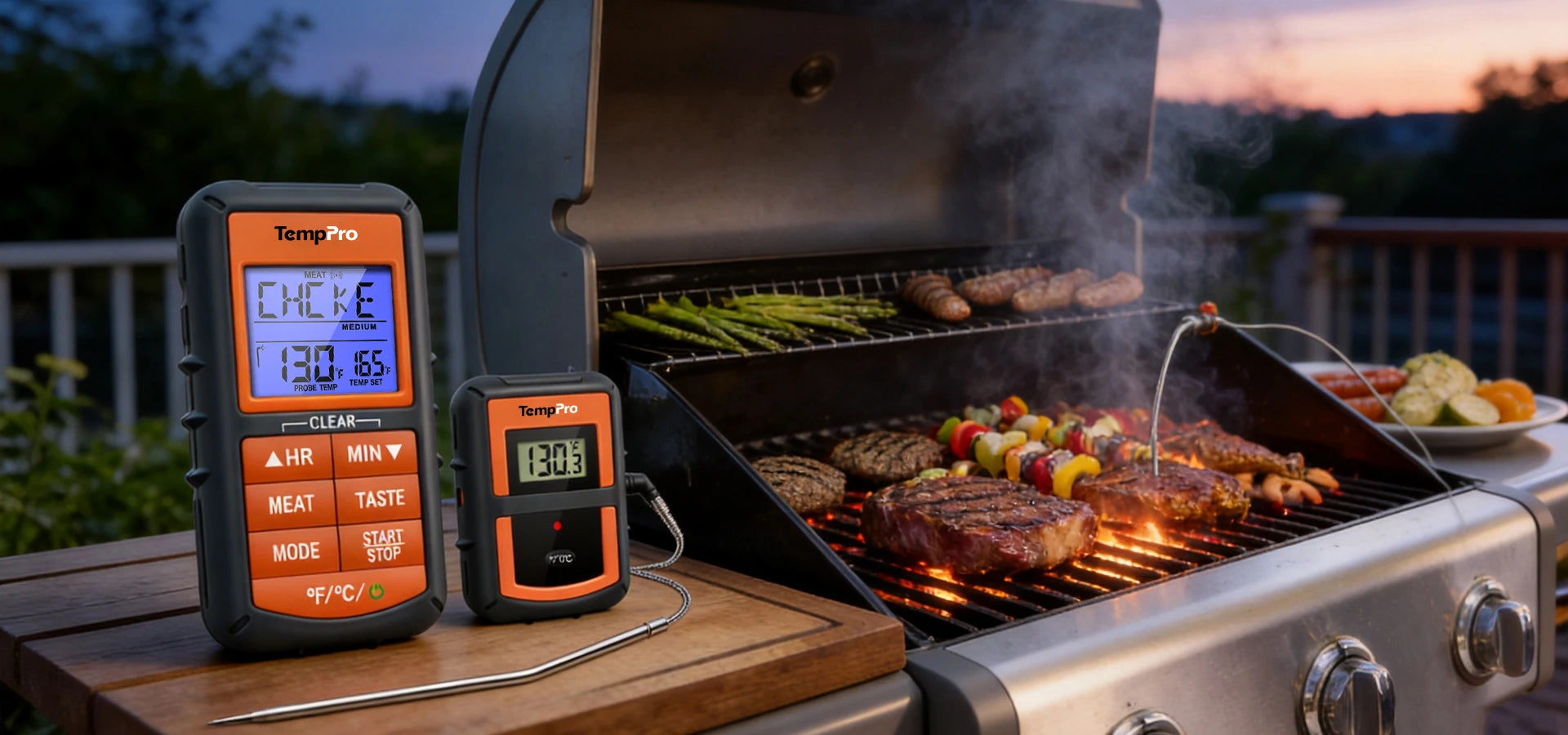 TempPro TP07SW Wireless Meat Thermometer — Remote Probe, White (No App Needed)