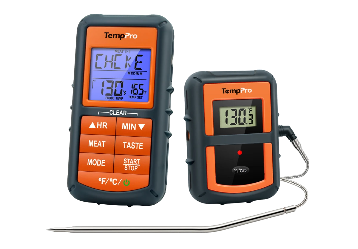 TempPro TP07SW Wireless Meat Thermometer — Remote Probe, White (No App Needed)