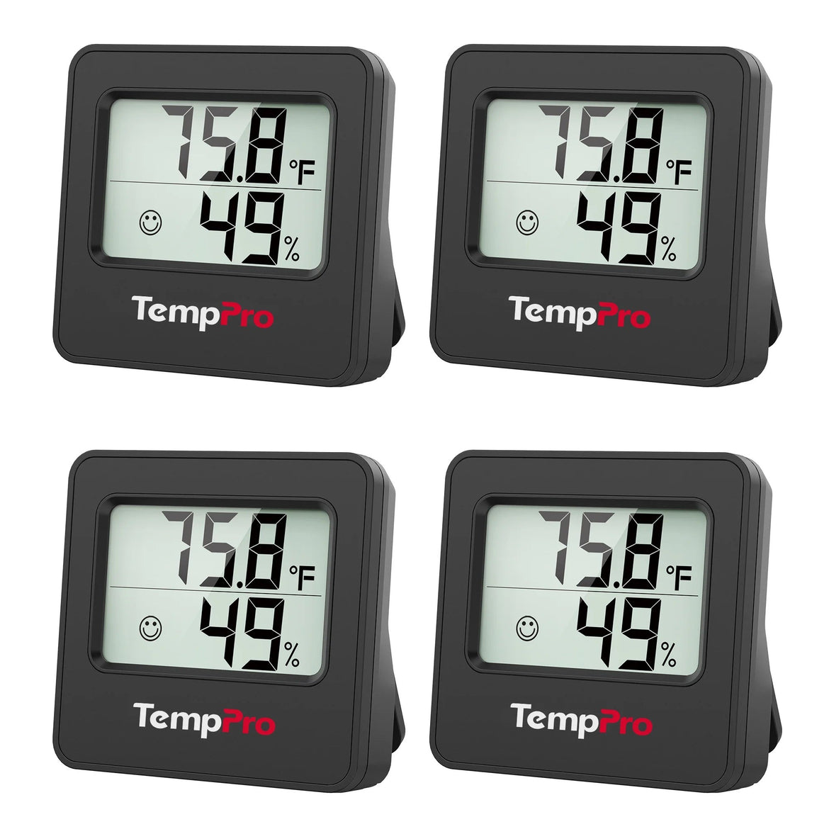 TempPro TP157 Lot de 4 Hygromètres/Thermomètres Numériques d'Intérieur