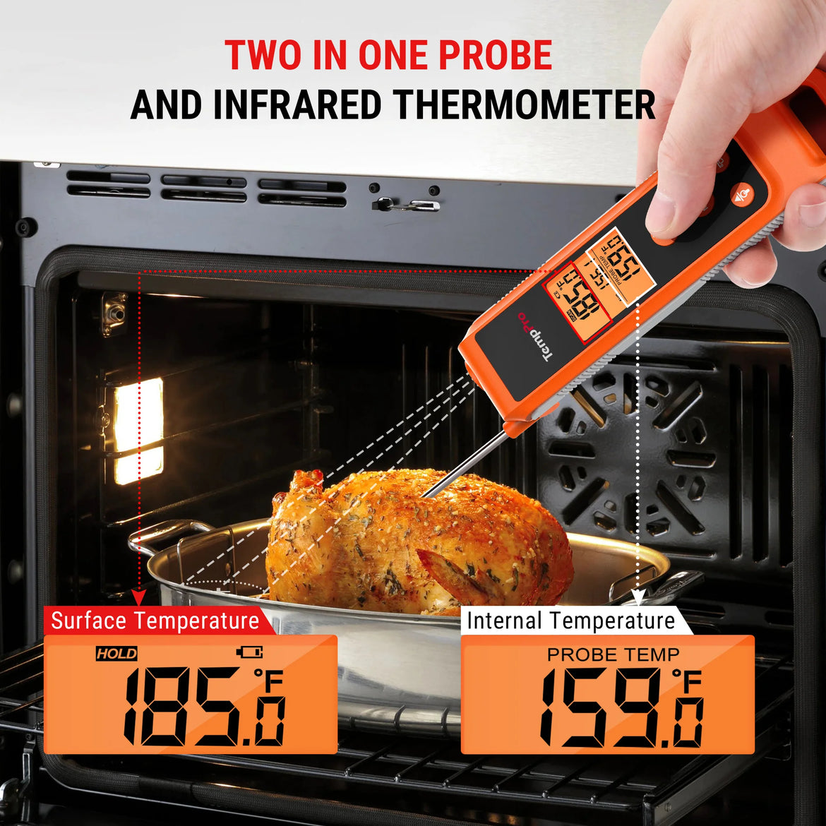 Thermomètre à viande Wi-Fi TempPro TempSpike Pro TP980 (2 sondes) + Thermomètre infrarouge et à lecture instantanée 2-en-1 TP420