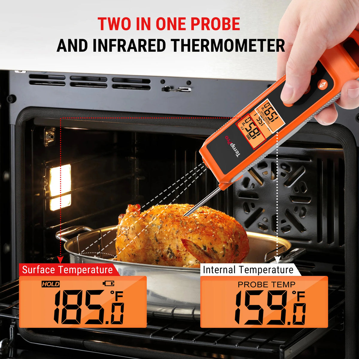 TempPro TempSpike Pro TP980 WiFi Meat Thermometer (2 Probes) + TP420 2-in-1 Infrared & Instant-Read Thermometer