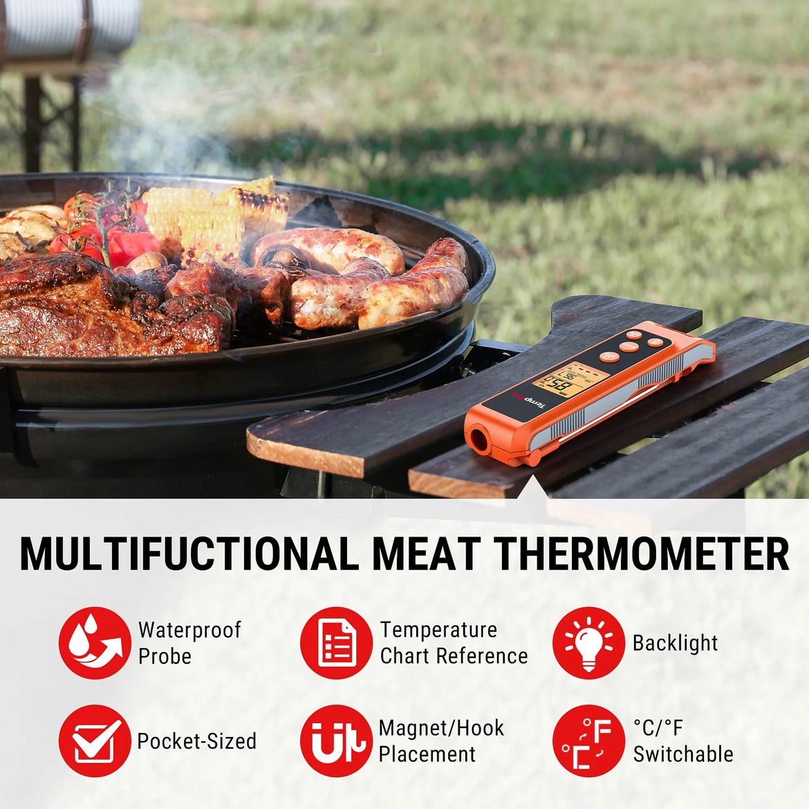 Thermomètre à viande Wi-Fi TempPro TempSpike Pro TP980 (2 sondes) + Thermomètre infrarouge et à lecture instantanée 2-en-1 TP420