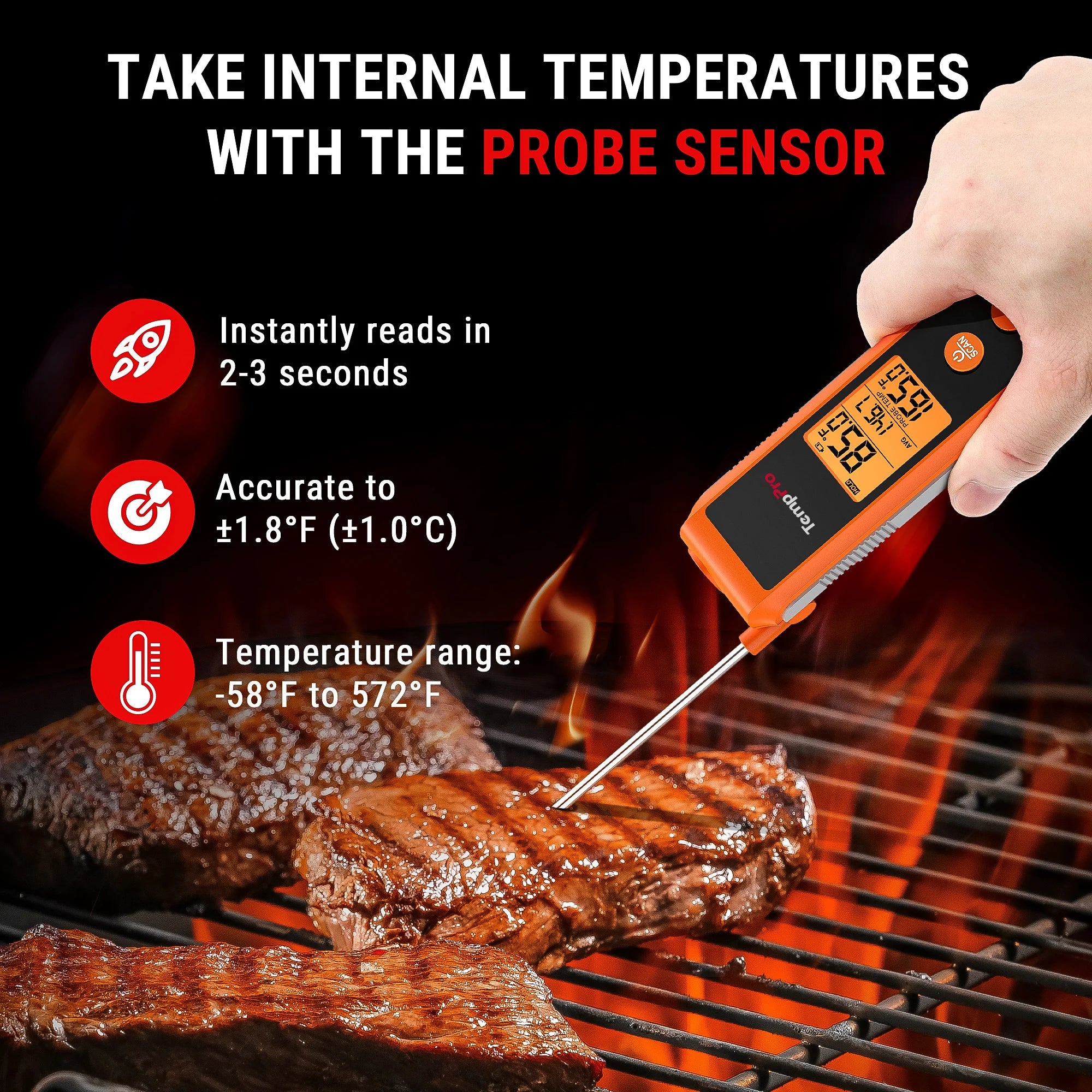TempPro TempSpike Pro TP980 WiFi Meat Thermometer (2 Probes) + TP420 2-in-1 Infrared & Instant-Read Thermometer