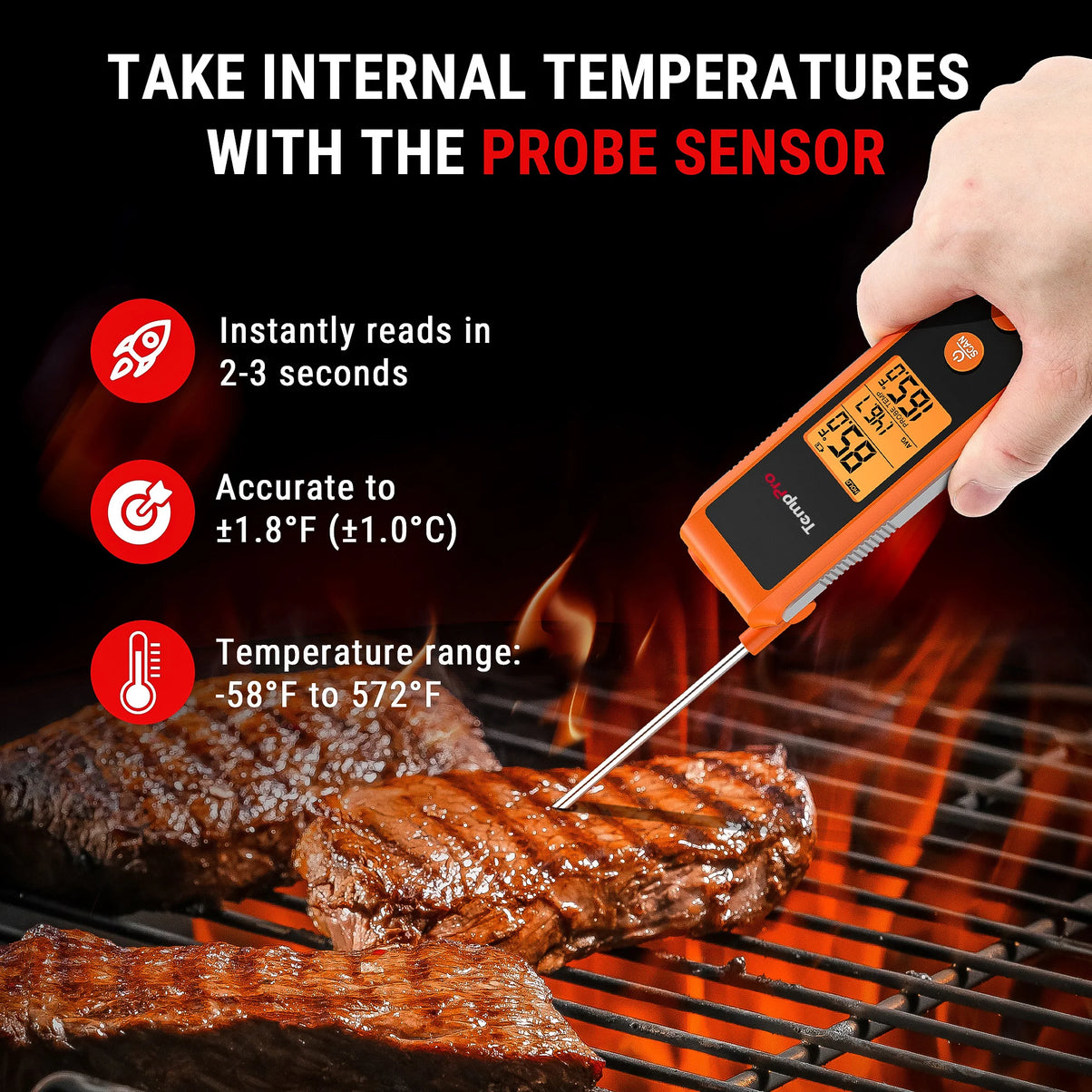 TempPro TempSpike Pro TP980 WiFi Meat Thermometer (2 Probes) + TP420 2-in-1 Infrared & Instant-Read Thermometer