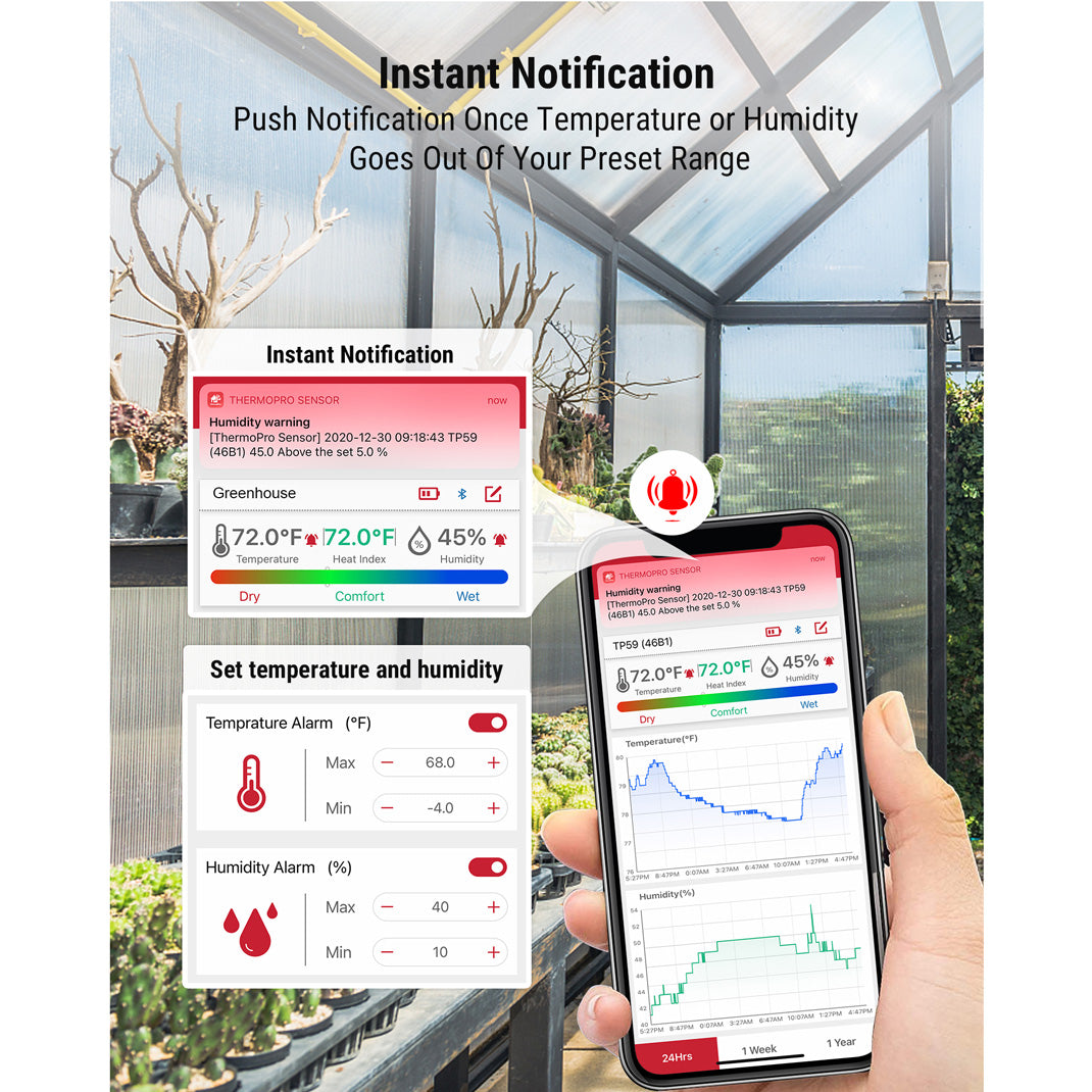 TP359 - Paquete de 2 termómetros higrómetros para interiores con Bluetooth