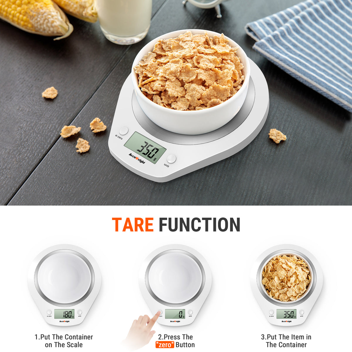 TempPro IC203 Stainless Steel Kitchen Scale — 4 Units, Tare Function