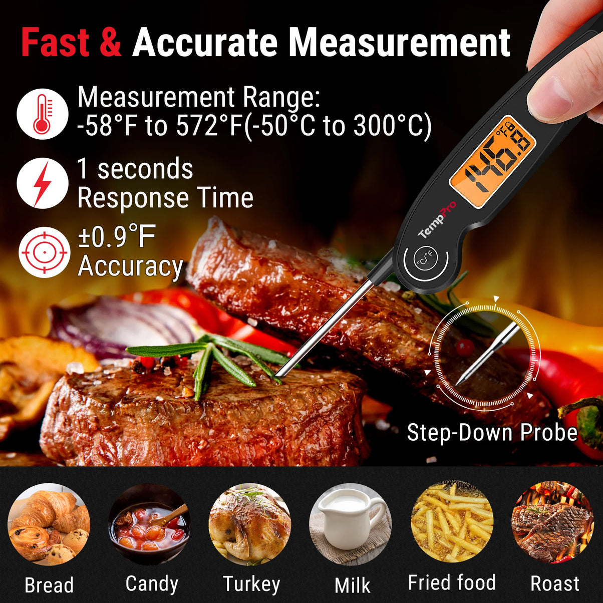 TempPro TP920 Bluetooth Meat Thermometer + TP605 Instant-Read Thermometer — Value Pack
