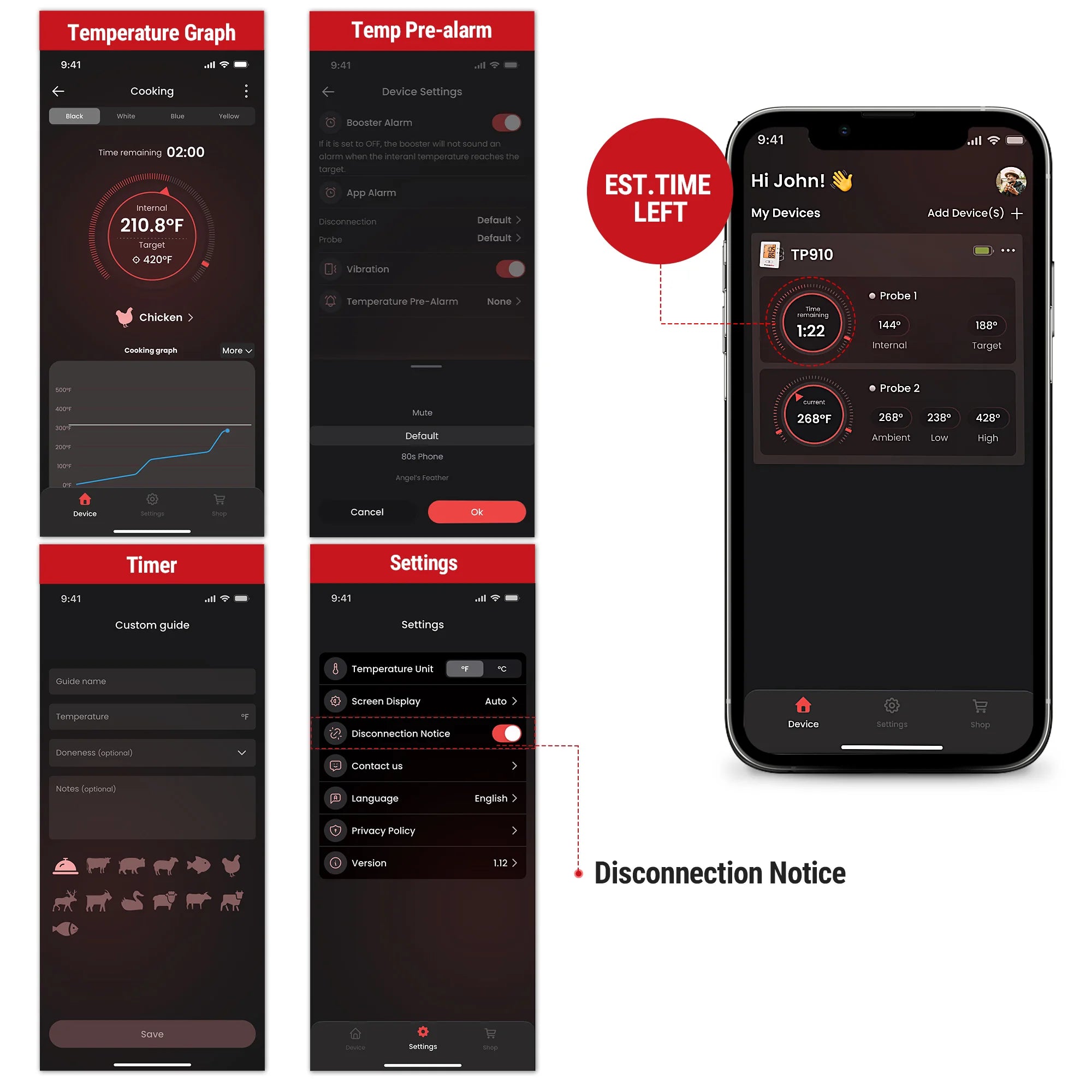 TempPro TP910 Wireless Meat Thermometer — Smart Bluetooth, App Alerts