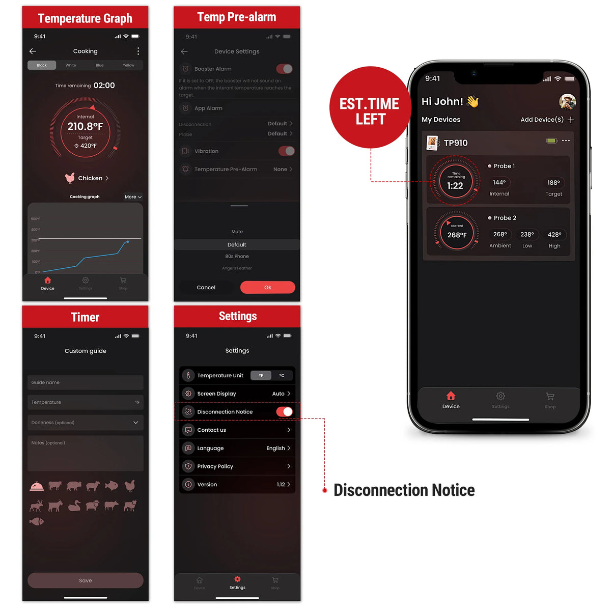 TempPro TempSync ELITE TP910 Wireless Meat Thermometer — Smart Bluetooth, App Alerts