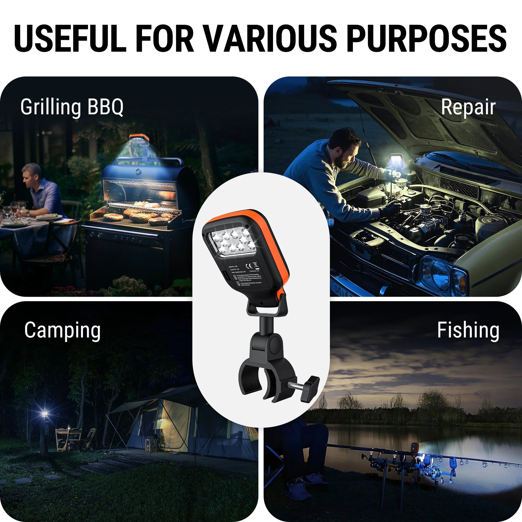 Lampes de barbecue A100 pour barbecue extérieur avec 10 LED 