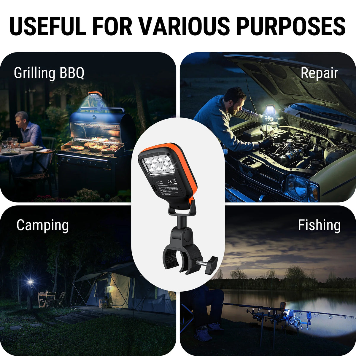 Luces para parrilla TempPro A100 — 10 LED de alta intensidad, manos libres