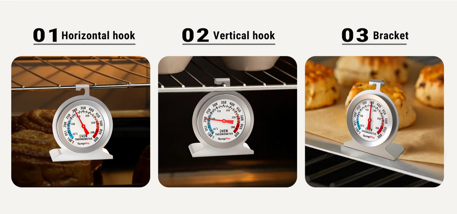 Thermomètre de Four TempPro AOT200 — 100 à 600 °F, Sans Pile, Cadran Antirouille