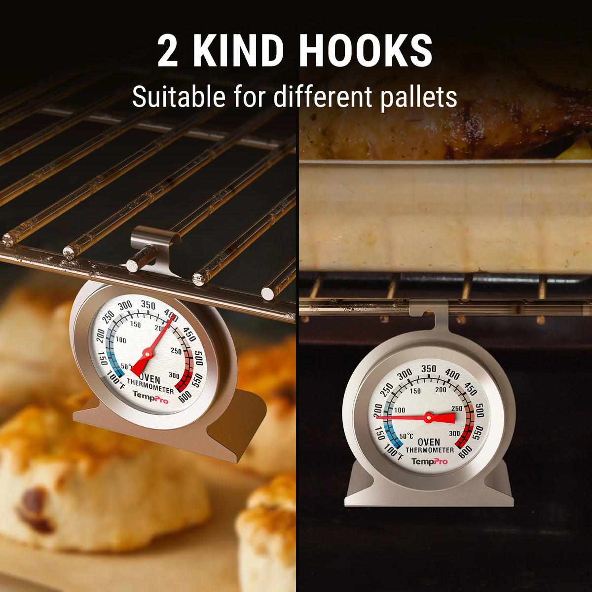Thermomètre de Four TempPro AOT200 — 100 à 600 °F, Sans Pile, Cadran Antirouille