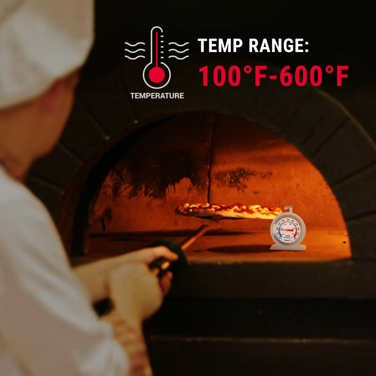 Thermomètre de Four TempPro AOT200 — 100 à 600 °F, Sans Pile, Cadran Antirouille