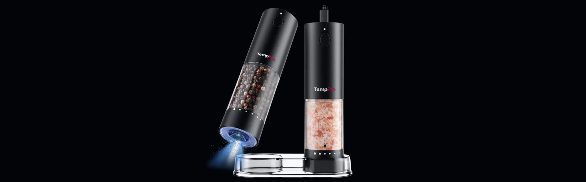 Ensemble de 2 moulins à sel et à poivre électriques à une main ThermoPro APG710-2