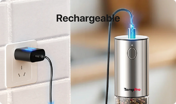 TempPro APG710 Electric Salt & Pepper Grinder Set — One-Handed, USB-C Rechargeable