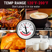 Termómetro de carne de lectura instantánea TempPro APT200-12A - Esfera sin batería, sonda de 5.1"