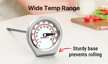 TempPro APT418 Instant-Read Meat Thermometer — Battery-Free Dial, 5" Stainless Probe