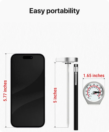 TempPro APT418 Instant-Read Meat Thermometer — Battery-Free Dial, 5" Stainless Probe