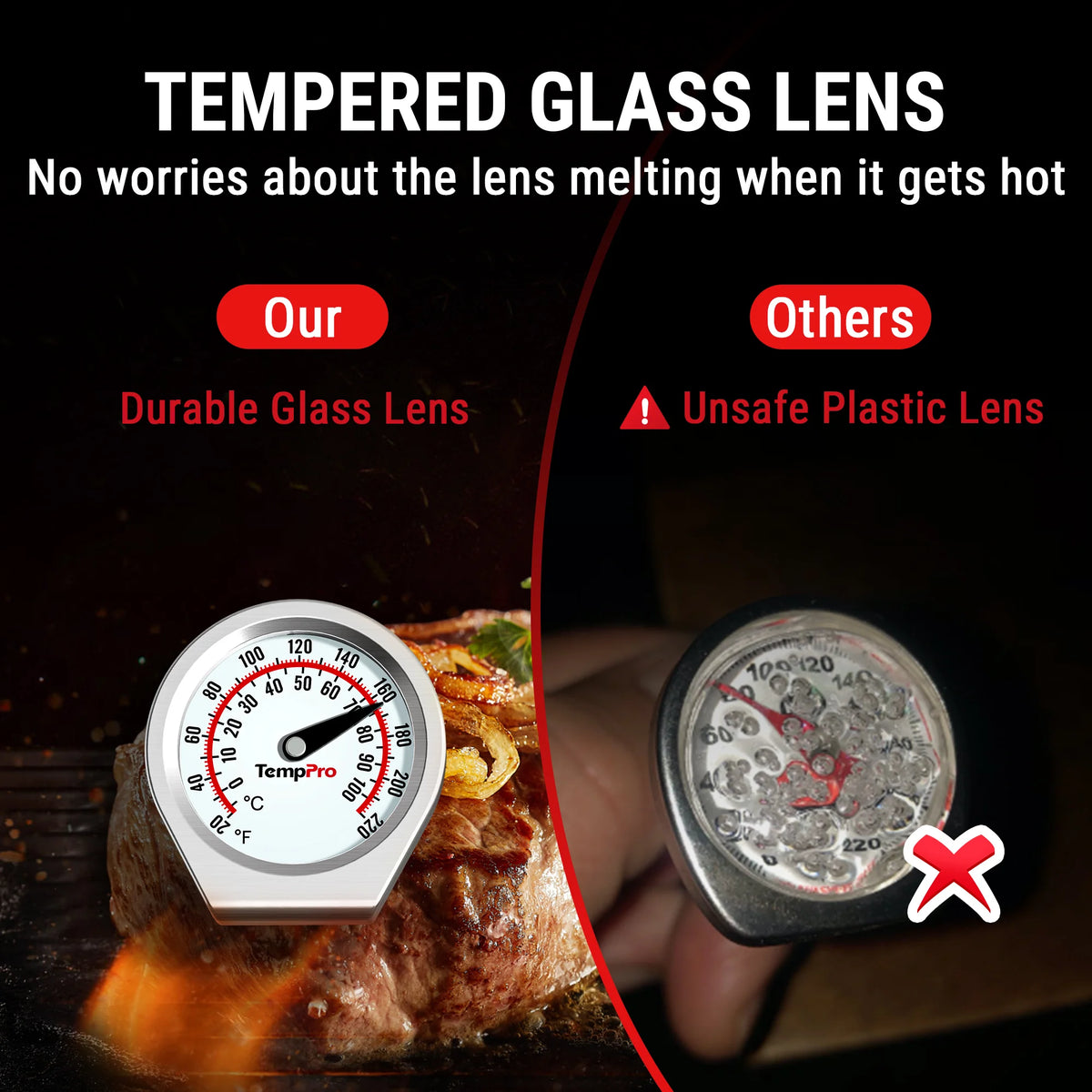 TempPro APT418 Instant-Read Meat Thermometer — Battery-Free Dial, 5" Stainless Probe