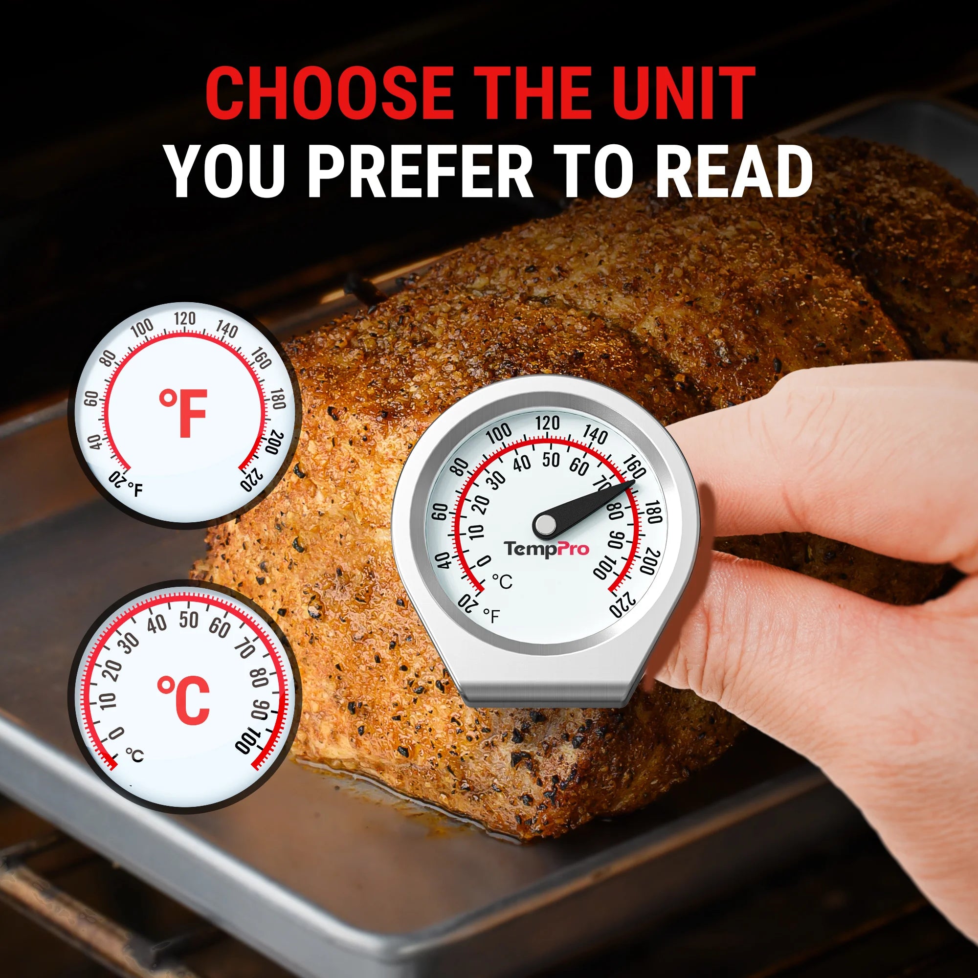 TempPro APT418 Instant-Read Meat Thermometer — Battery-Free Dial, 5