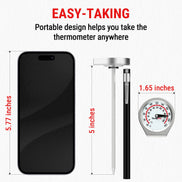 TempPro APT418 Instant-Read Meat Thermometer — Battery-Free Dial, 5" Stainless Probe
