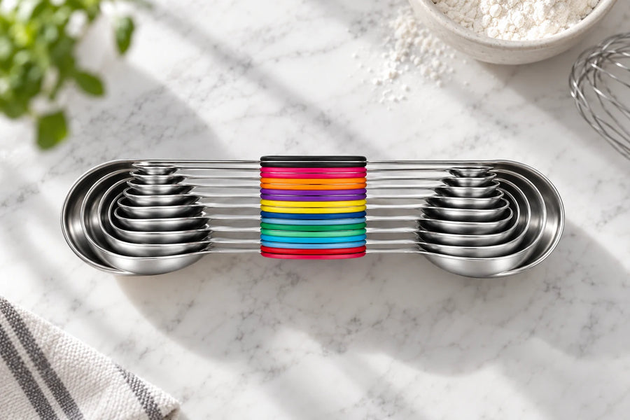 TempPro ATY13 Magnetic Measuring Spoon Set: 8-Piece Dual-Sided Stainless Steel with Leveler included