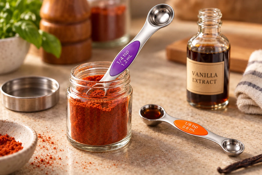 TempPro ATY13 Magnetic Measuring Spoon Set: 8-Piece Dual-Sided Stainless Steel with Leveler included