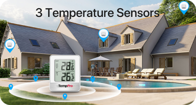 TempPro TempAir PLUS TP200B Wireless Indoor Outdoor Thermometer - Up to 4 Locations, 500ft