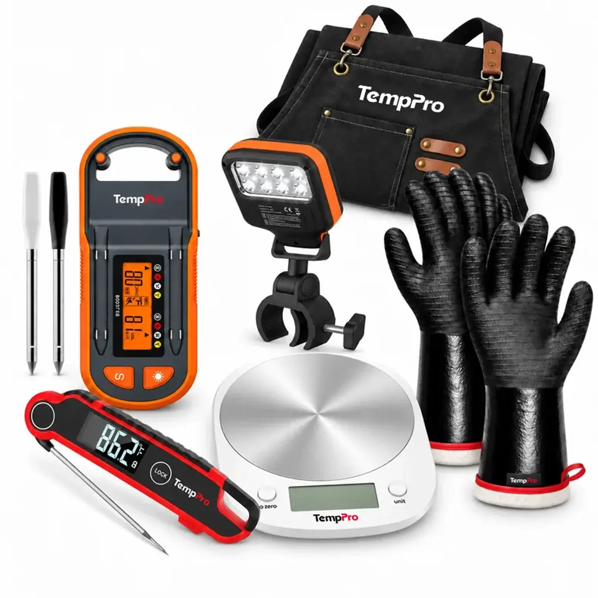 Kit de parrilla Halloween After-Dark: TP972, TP620, luz para parrilla, TP100 e IC203 + delantal GRATIS