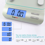 TempPro IC207  Báscula de alimentos digital multifunción para cocina, con gran pantalla LCD retroiluminada, fácil de limpiar y medición de precisión, vidrio templado (plata)