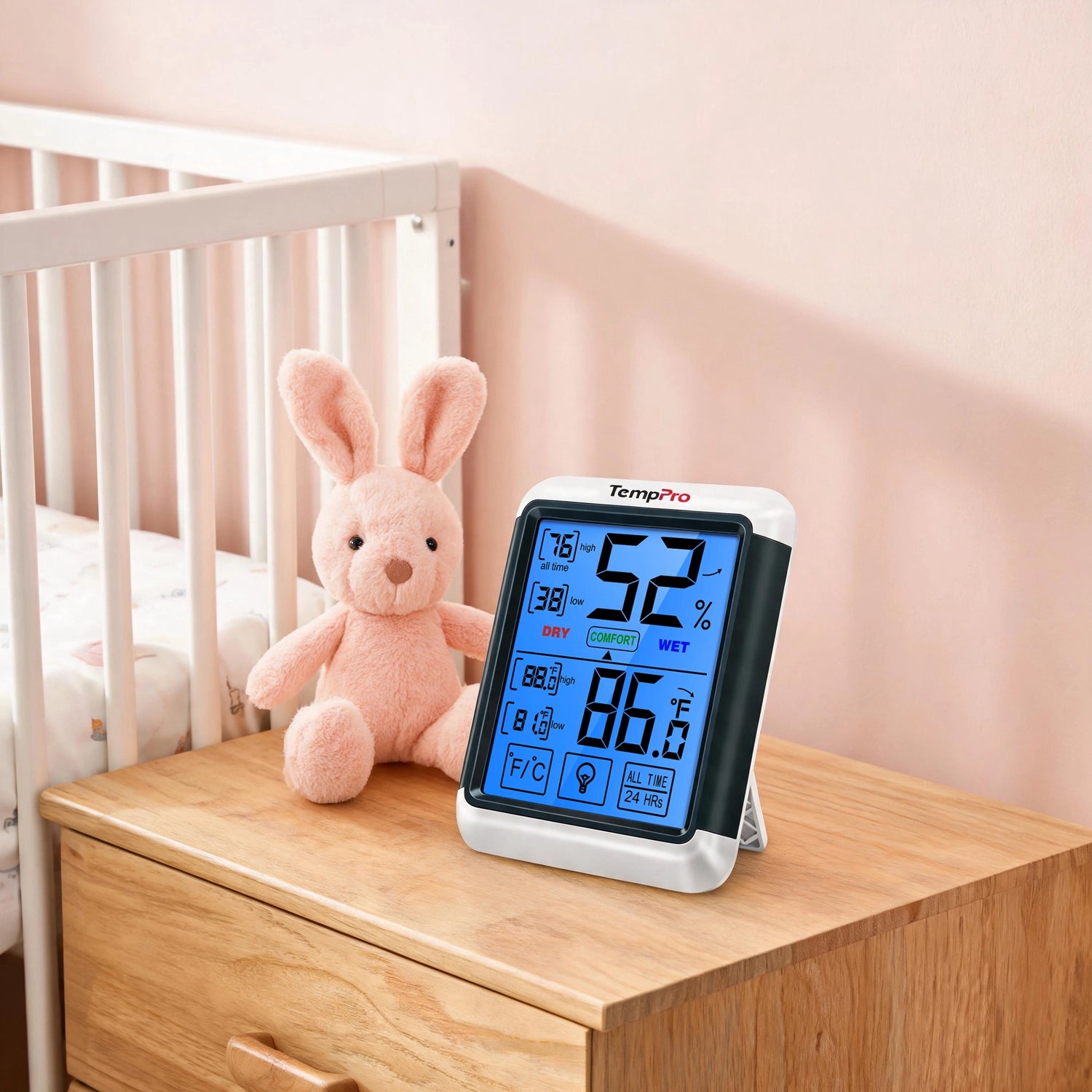  TempPro TP55 Digital Indoor Thermometer & Hygrometer — ±1°F/±2% RH, High/Low Records