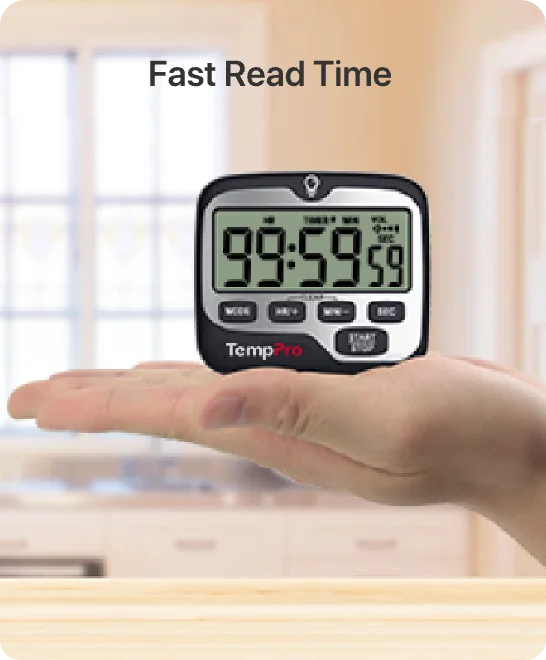 TempPro TM01 Digital Kitchen Timer — Long 99h Countdown, Clear LCD