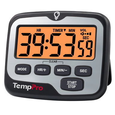 Temporizador de cocina digital TempPro TM01 — Temporizador de cuenta atrás de 99 h, LCD clara