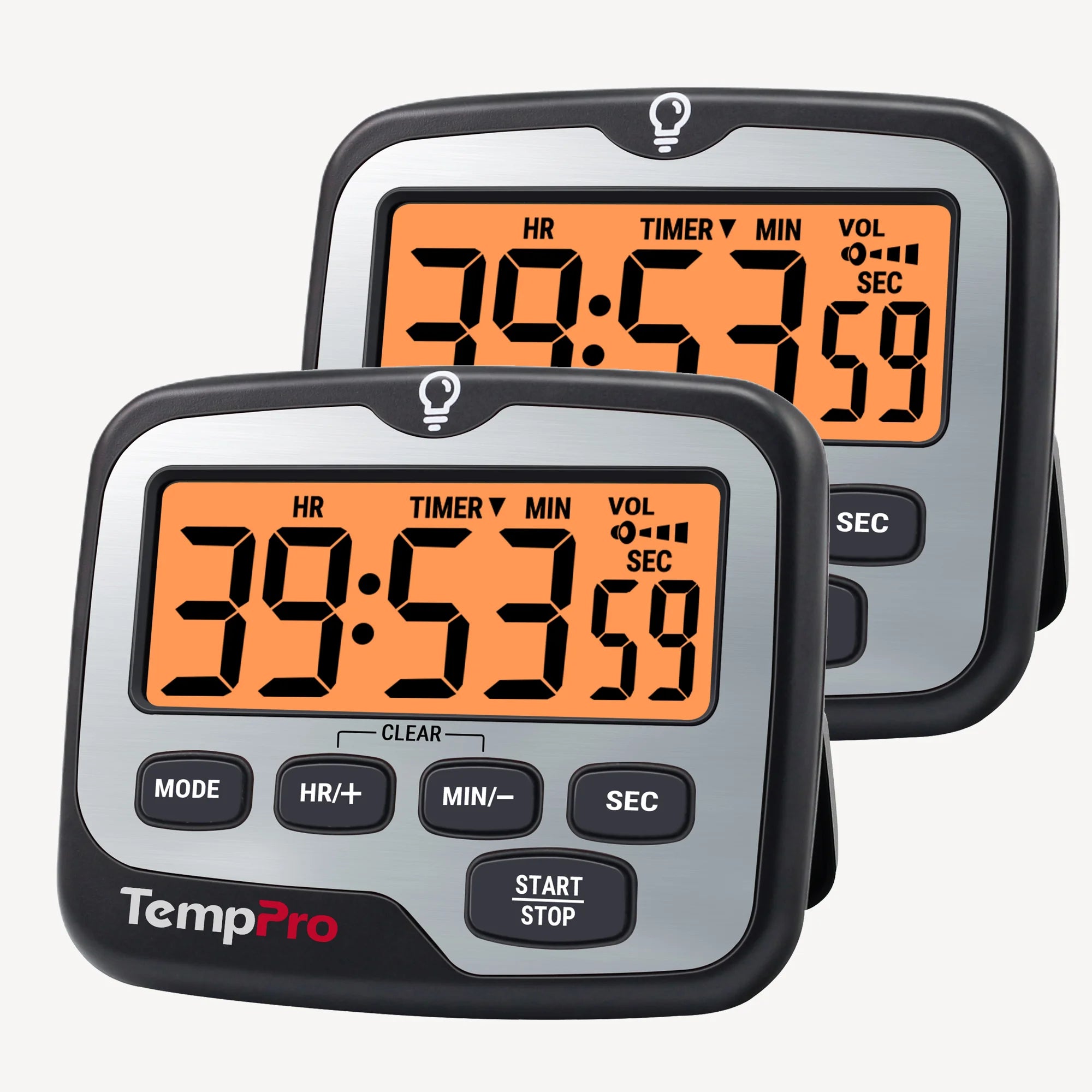 TempPro TM01 Digital Kitchen Timer — Long 99h Countdown, Clear LCD