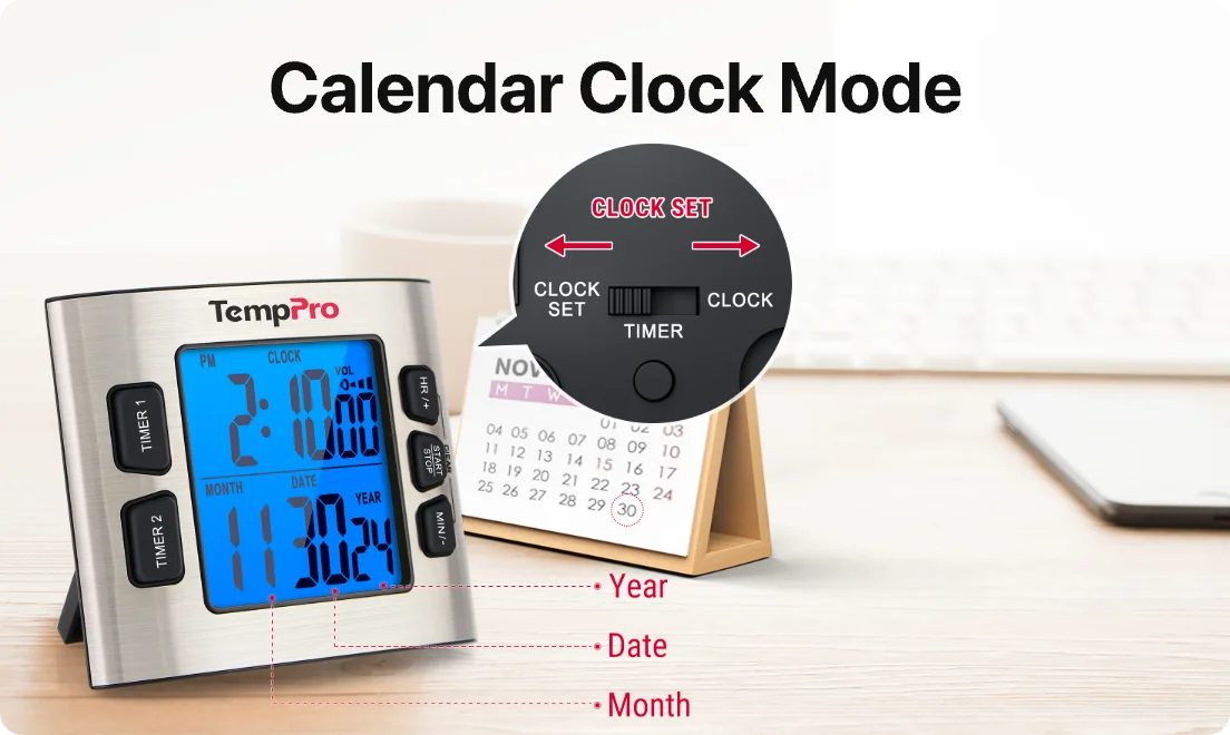 TempPro TM02 Digital Kitchen Timer — Dual Countdown, 2.6