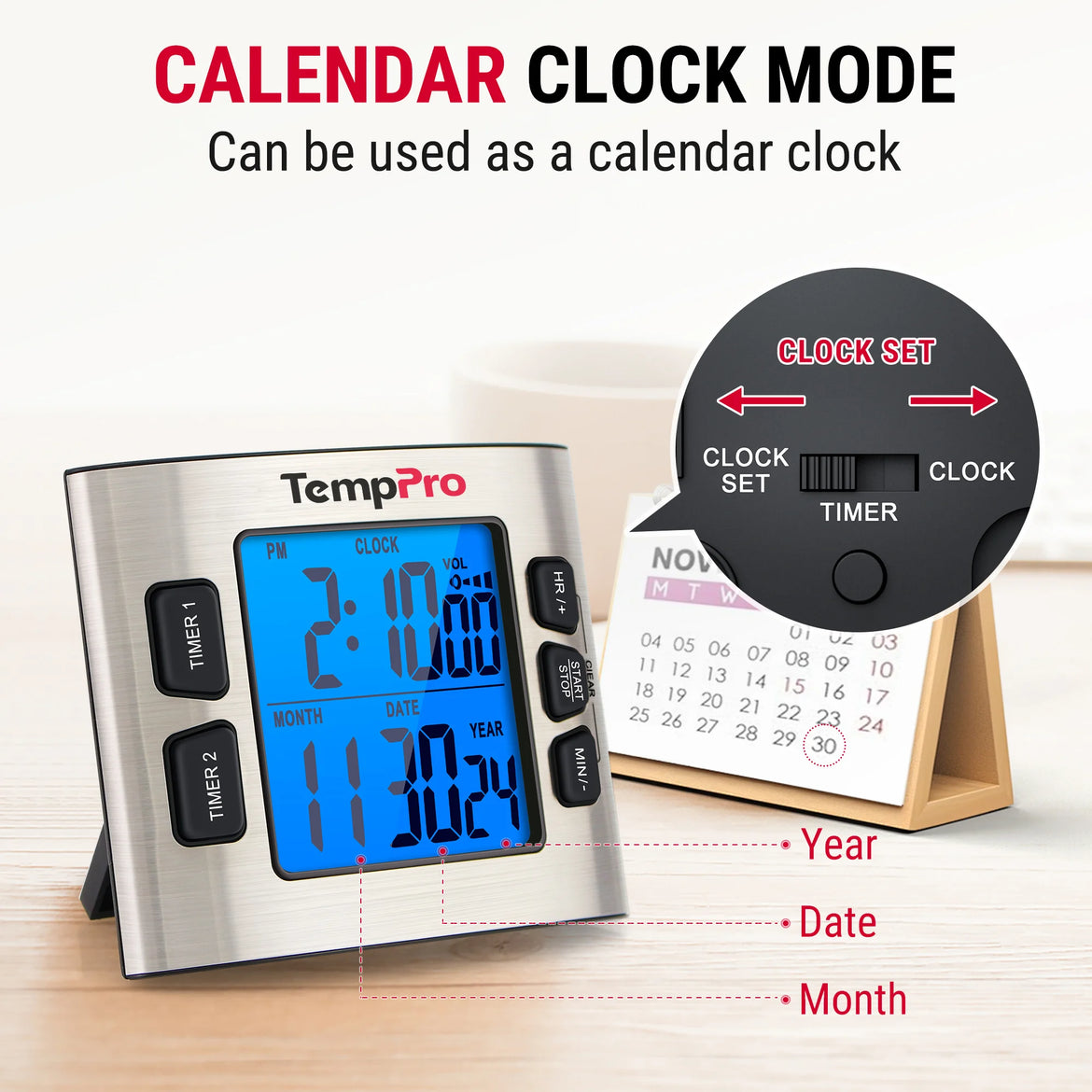 Temporizador digital de cocina TempPro TM02 — Doble cuenta regresiva, LCD de 2.6"
